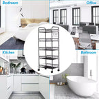 Costway 5 Tier Storage Rack Trolley Cart Home Kitchen Organizer Utility Baskets Black