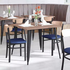 Chaise de salle à manger commerciale Flash Furniture Wright avec cadre en acier de 227 kg de capacité, assise en bois massif et dossier boomerang