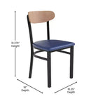 Chaise de salle à manger commerciale Flash Furniture Wright avec cadre en acier de 227 kg de capacité, assise en bois massif et dossier boomerang