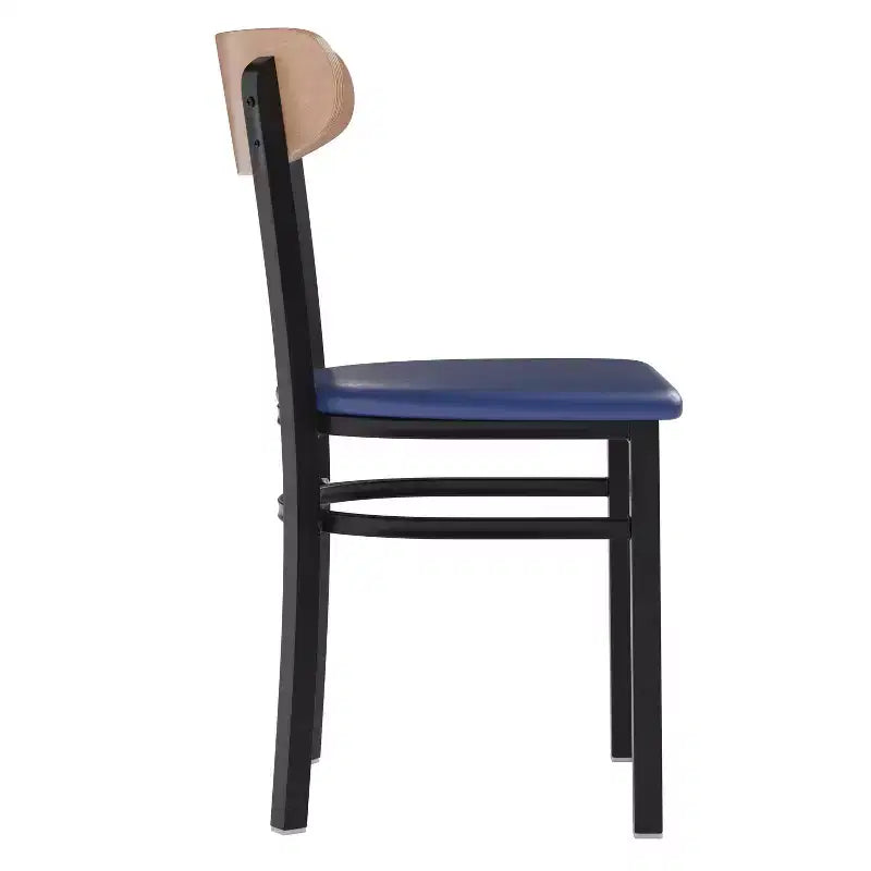 Chaise de salle à manger commerciale Flash Furniture Wright avec cadre en acier de 227 kg de capacité, assise en bois massif et dossier boomerang