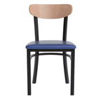 Chaise de salle à manger commerciale Flash Furniture Wright avec cadre en acier de 227 kg de capacité, assise en bois massif et dossier boomerang