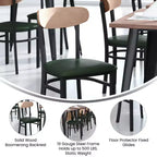 Chaise de salle à manger commerciale Flash Furniture Wright avec cadre en acier de 227 kg de capacité, assise en bois massif et dossier boomerang