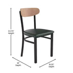 Chaise de salle à manger commerciale Flash Furniture Wright avec cadre en acier de 227 kg de capacité, assise en bois massif et dossier boomerang