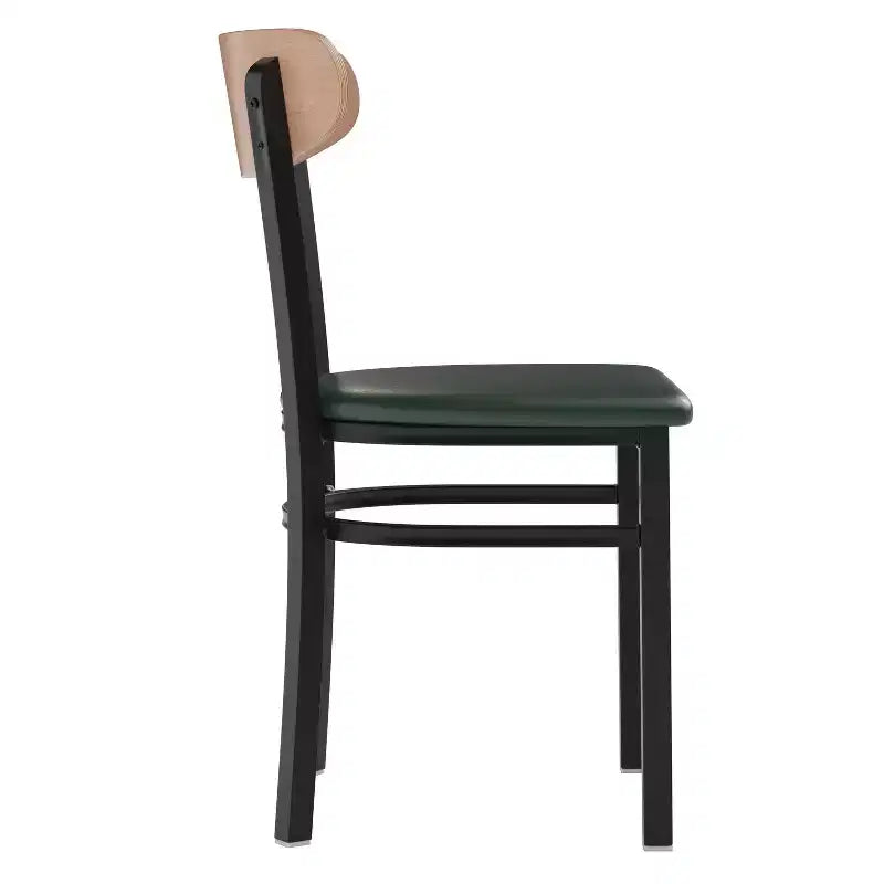 Chaise de salle à manger commerciale Flash Furniture Wright avec cadre en acier de 227 kg de capacité, assise en bois massif et dossier boomerang