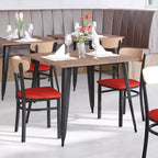 Chaise de salle à manger commerciale Flash Furniture Wright avec cadre en acier de 227 kg de capacité, assise en bois massif et dossier boomerang