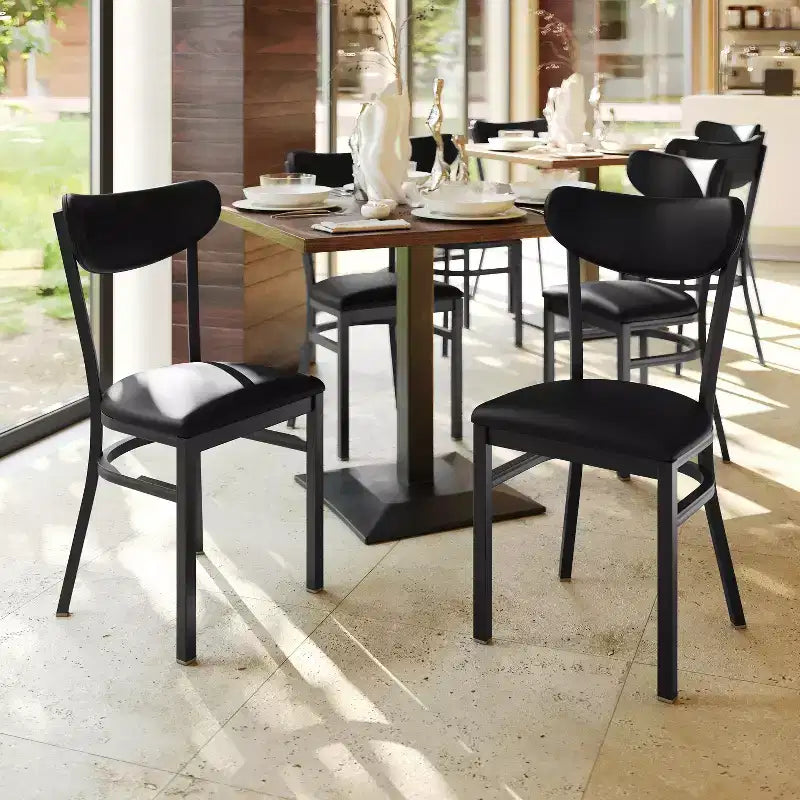Chaise de salle à manger commerciale Flash Furniture Wright avec cadre en acier de 227 kg de capacité, assise en bois massif et dossier boomerang