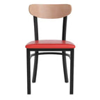Chaise de salle à manger commerciale Flash Furniture Wright avec cadre en acier de 227 kg de capacité, assise en bois massif et dossier boomerang