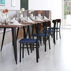 Chaise de salle à manger commerciale Flash Furniture Wright avec cadre en acier de 227 kg de capacité, assise en bois massif et dossier boomerang