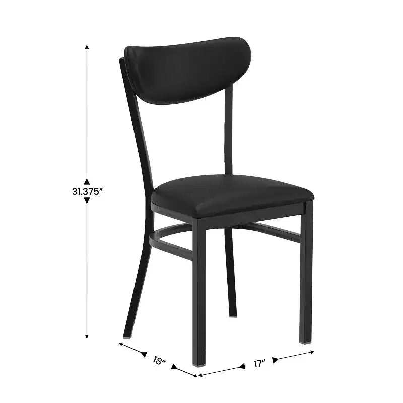 Chaise de salle à manger commerciale Flash Furniture Wright avec cadre en acier de 227 kg de capacité, assise en bois massif et dossier boomerang
