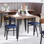 Chaise de salle à manger commerciale Flash Furniture Wright avec cadre en acier de 227 kg de capacité, assise en bois massif et dossier boomerang