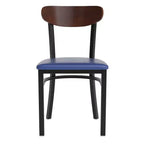 Chaise de salle à manger commerciale Flash Furniture Wright avec cadre en acier de 227 kg de capacité, assise en bois massif et dossier boomerang