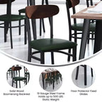 Chaise de salle à manger commerciale Flash Furniture Wright avec cadre en acier de 227 kg de capacité, assise en bois massif et dossier boomerang