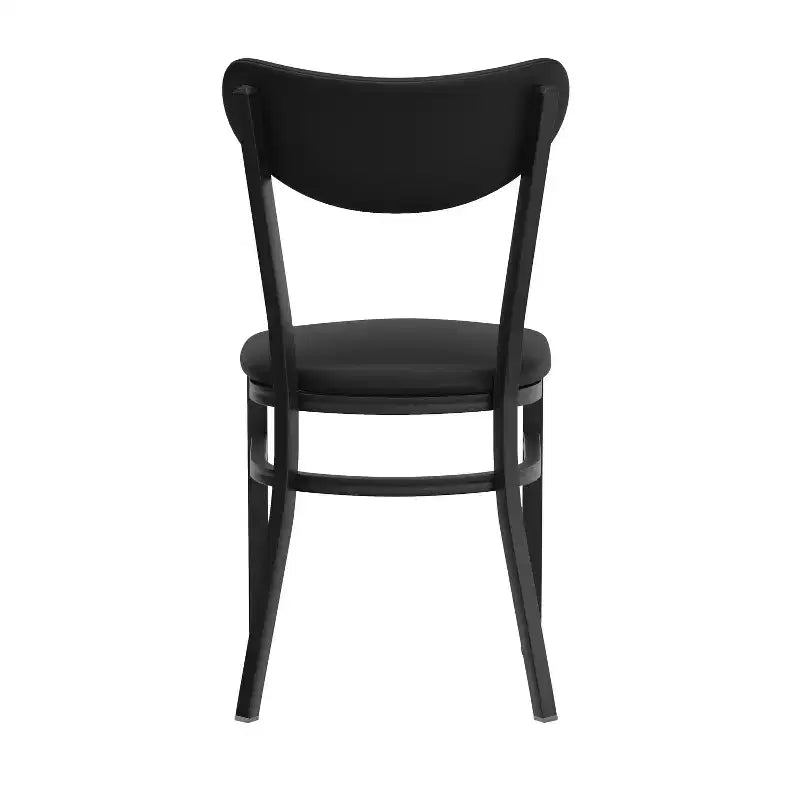 Chaise de salle à manger commerciale Flash Furniture Wright avec cadre en acier de 227 kg de capacité, assise en bois massif et dossier boomerang