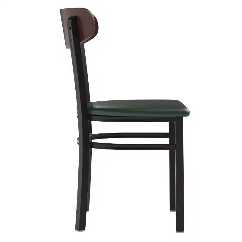 Chaise de salle à manger commerciale Flash Furniture Wright avec cadre en acier de 227 kg de capacité, assise en bois massif et dossier boomerang