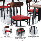Chaise de salle à manger commerciale Flash Furniture Wright avec cadre en acier de 227 kg de capacité, assise en bois massif et dossier boomerang