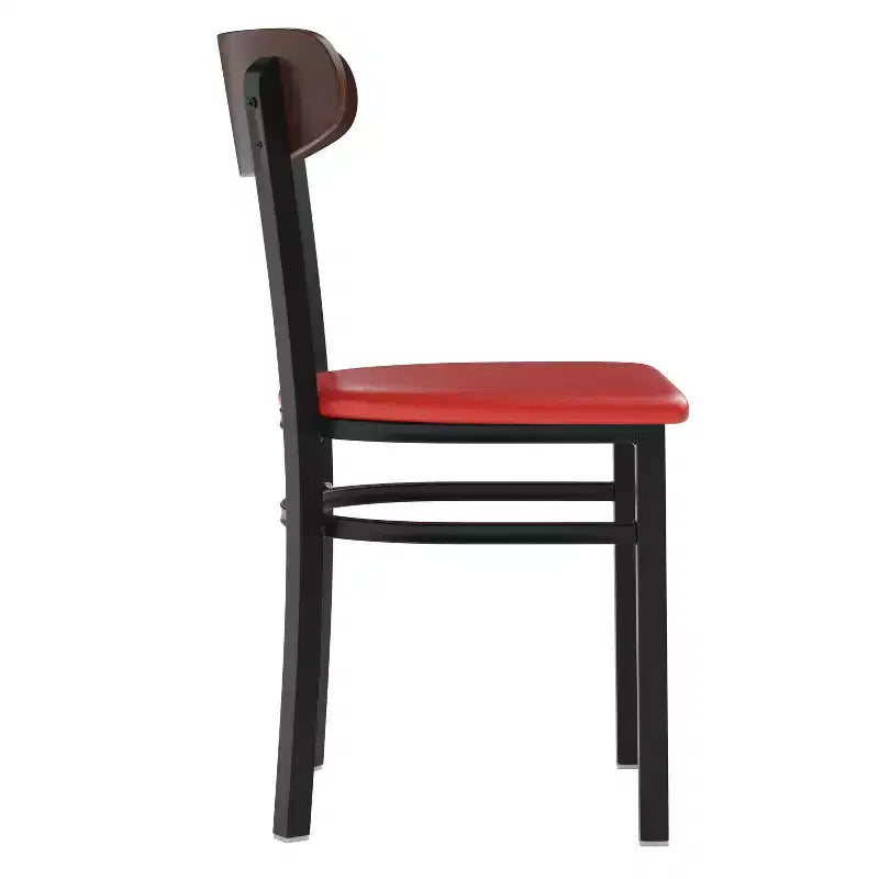 Chaise de salle à manger commerciale Flash Furniture Wright avec cadre en acier de 227 kg de capacité, assise en bois massif et dossier boomerang
