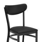 Chaise de salle à manger commerciale Flash Furniture Wright avec cadre en acier de 227 kg de capacité, assise en bois massif et dossier boomerang