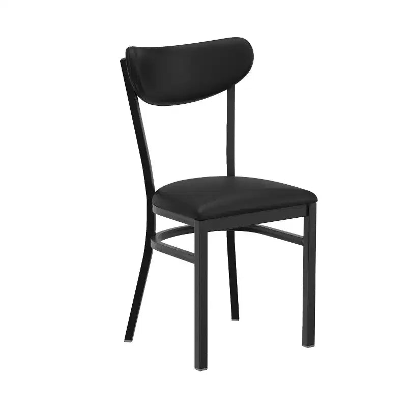 Flash Furniture Wright Commercial Grade Dining Chair with 500 LB. Capacity Steel Frame, Solid Wood Seat, and Boomerang Back