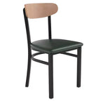 Chaise de salle à manger commerciale Flash Furniture Wright avec cadre en acier de 227 kg de capacité, assise en bois massif et dossier boomerang