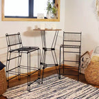 Sunnydaze 3-Piece Indoor Furniture Steel Wire Bar Set with Faux Woodgrain Tabletop - Brown - 3 pc
