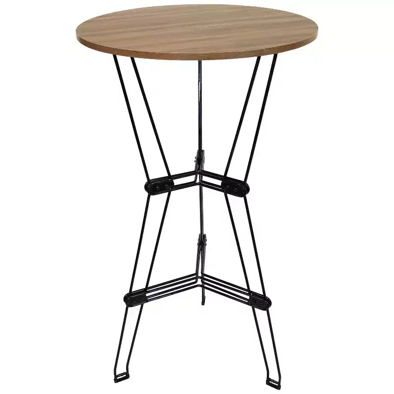 Sunnydaze 3-Piece Indoor Furniture Steel Wire Bar Set with Faux Woodgrain Tabletop - Brown - 3 pc