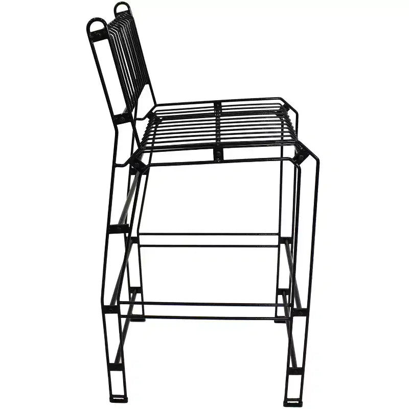 Sunnydaze 3-Piece Indoor Furniture Steel Wire Bar Set with Faux Woodgrain Tabletop - Brown - 3 pc