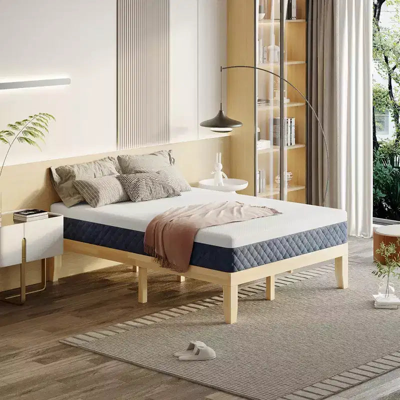 Cadre de lit double en bois Costway et matelas en mousse de 25 cm certifié CertiPUR-US Naturel/Espresso