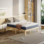 Cadre de lit double en bois Costway et matelas en mousse de 25 cm certifié CertiPUR-US Naturel/Espresso