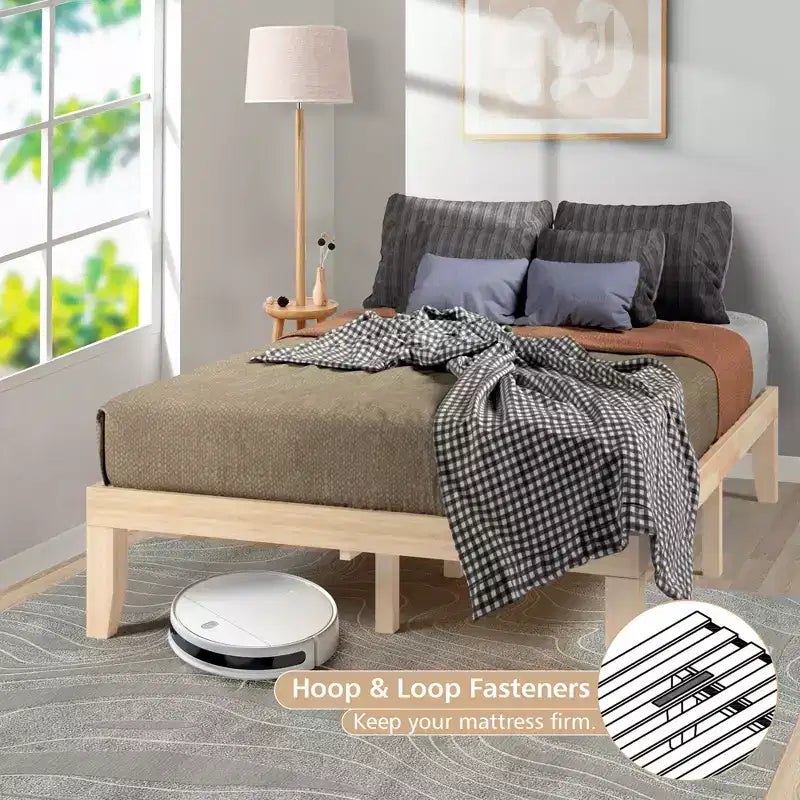Cadre de lit double en bois Costway et matelas en mousse de 25 cm certifié CertiPUR-US Naturel/Espresso