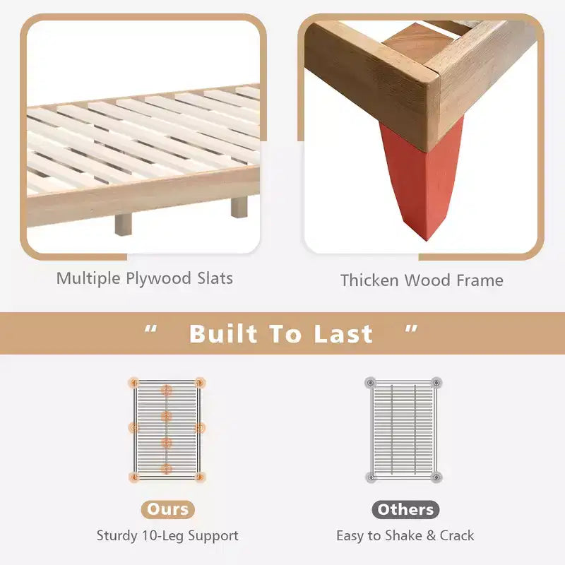 Cadre de lit double en bois Costway et matelas en mousse de 25 cm certifié CertiPUR-US Naturel/Espresso