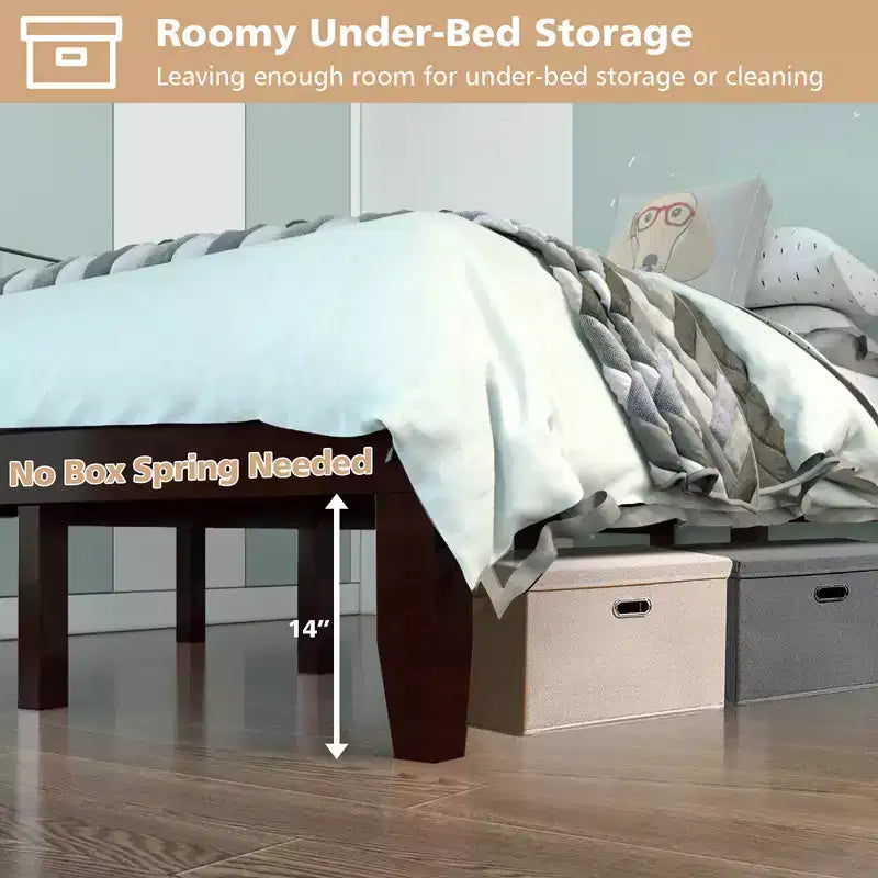 Cadre de lit double en bois Costway et matelas en mousse de 25 cm certifié CertiPUR-US Naturel/Espresso
