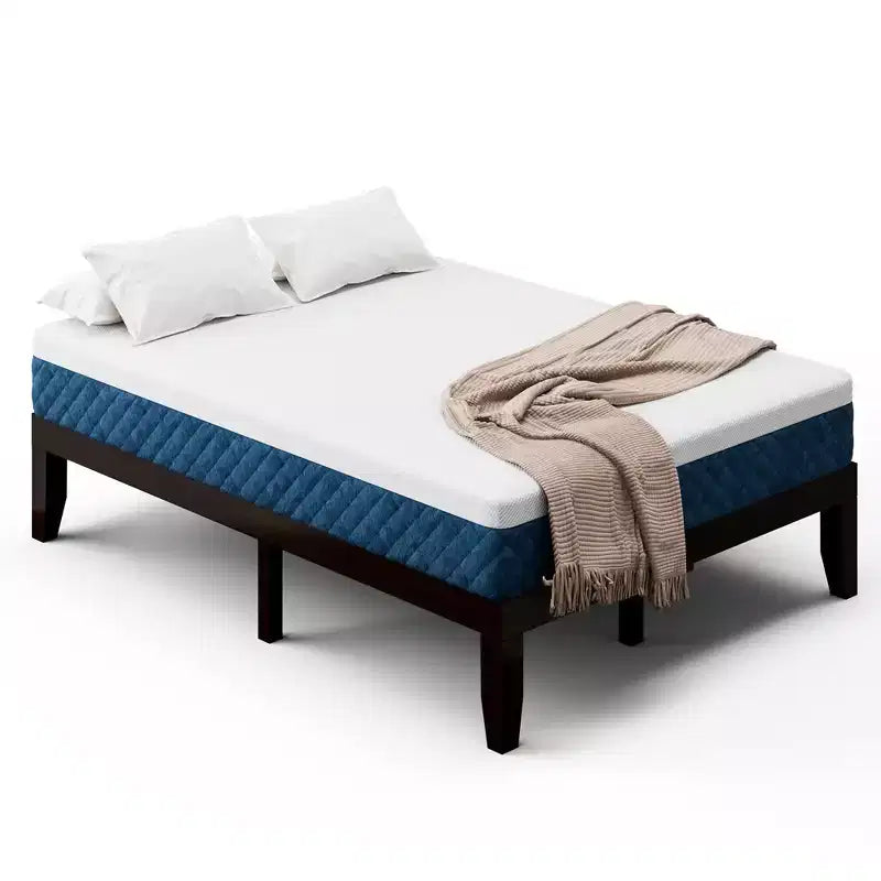 Costway Full Size Wood Bed Frame & 10'' Foam Mattress Set CertiPUR-US Certified Natural/Espresso