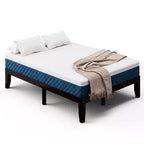 Costway Full Size Wood Bed Frame & 10'' Foam Mattress Set CertiPUR-US Certified Natural/Espresso