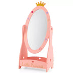 Costway Kids Full Length Mirror Free-Standing 360 Dressing Wooden Princess Storage Pink