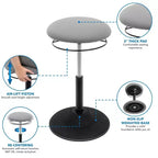Mount-It! Height Adjustable Standing Desk Stool with Padded Seat & Non-Slip Rubber Base