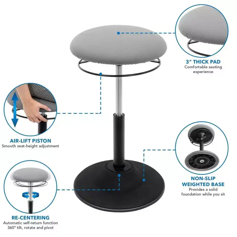 Mount-It! Height Adjustable Standing Desk Stool with Padded Seat & Non-Slip Rubber Base