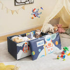 Banc Ottoman de Rangement Rembourré Costway pour Enfants, Coffre à Jouets Polyvalent, Repose-Pieds avec Couvercle