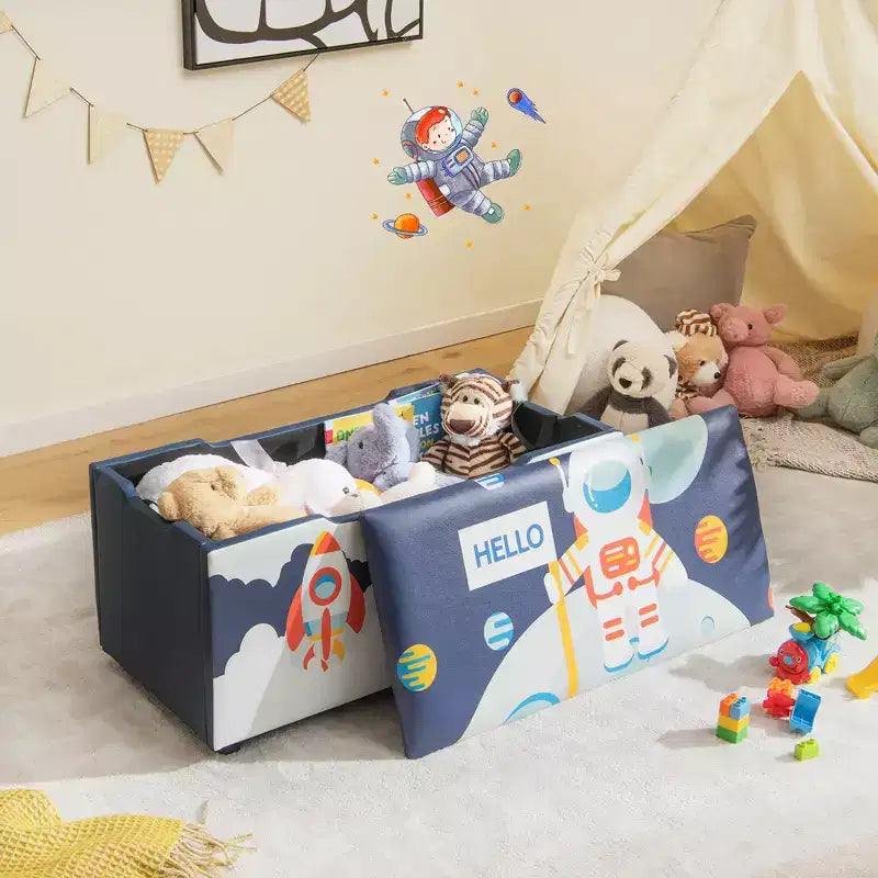 Banc Ottoman de Rangement Rembourré Costway pour Enfants, Coffre à Jouets Polyvalent, Repose-Pieds avec Couvercle