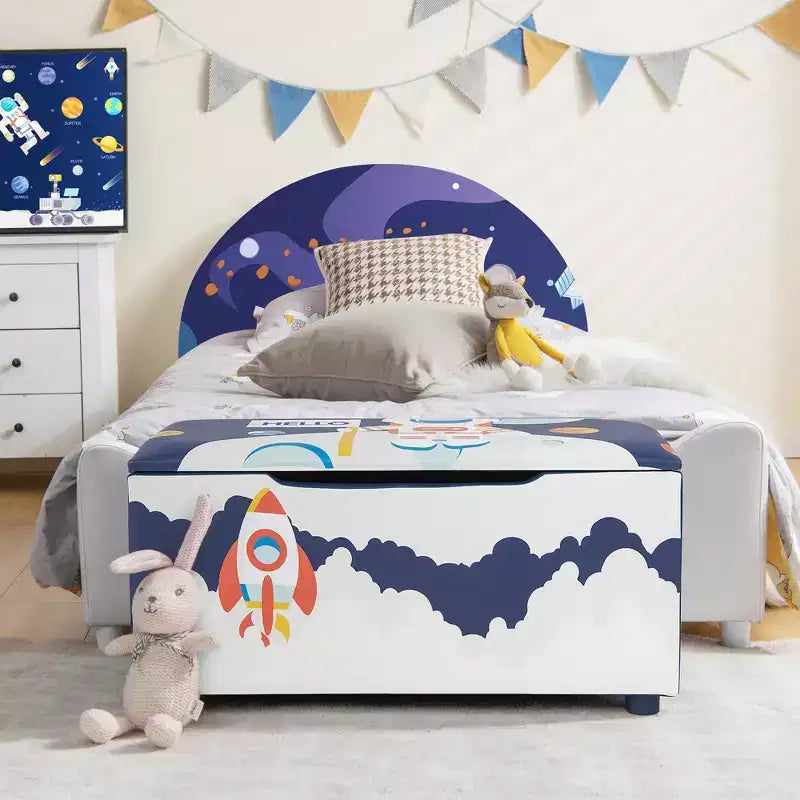 Banc Ottoman de Rangement Rembourré Costway pour Enfants, Coffre à Jouets Polyvalent, Repose-Pieds avec Couvercle