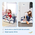 Banc Ottoman de Rangement Rembourré Costway pour Enfants, Coffre à Jouets Polyvalent, Repose-Pieds avec Couvercle