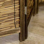 Séparateur de pièce HOMCOM de 167 cm de haut en bois et roseau tressé à la main, paravent pliable à 4 panneaux, cloison de séparation portable