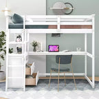 Lit mezzanine pleine grandeur avec bureau, étagère et deux tiroirs intégrés - ModernLuxe
