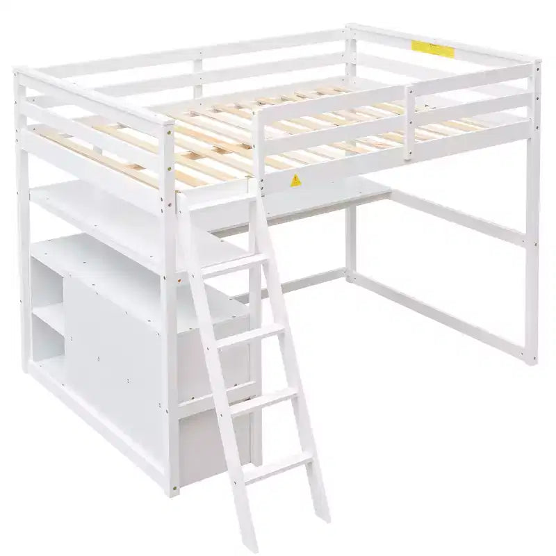 Lit mezzanine pleine grandeur avec bureau, étagère et deux tiroirs intégrés - ModernLuxe
