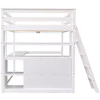 Lit mezzanine pleine grandeur avec bureau, étagère et deux tiroirs intégrés - ModernLuxe