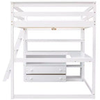Lit mezzanine pleine grandeur avec bureau, étagère et deux tiroirs intégrés - ModernLuxe