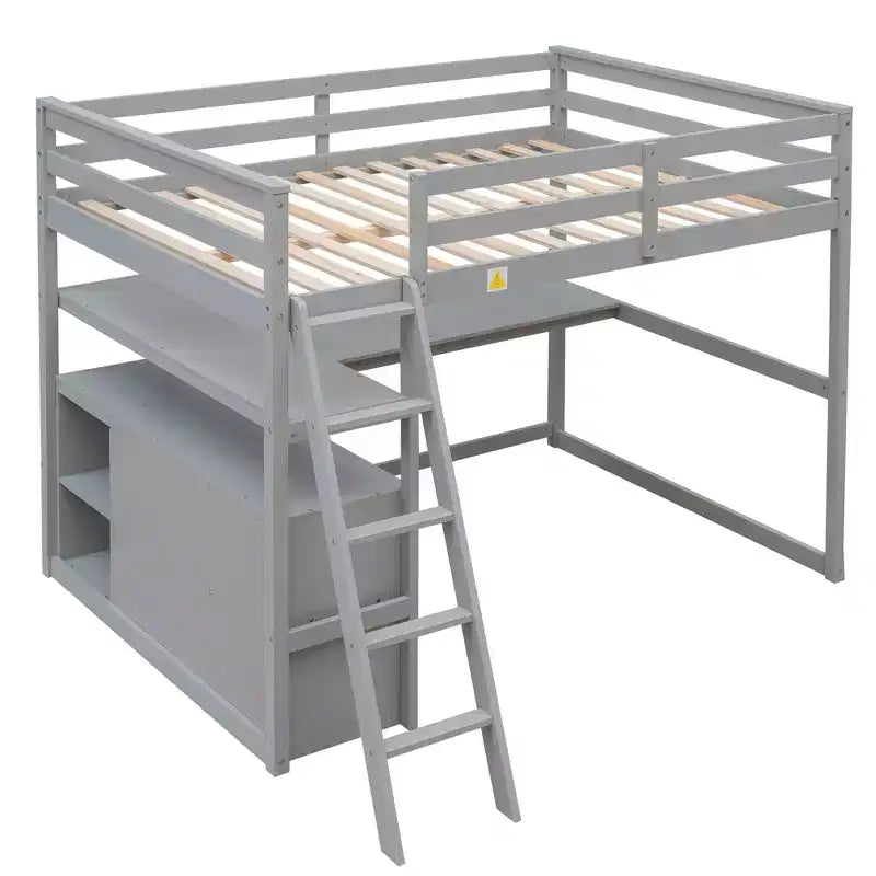 Lit mezzanine pleine grandeur avec bureau, étagère et deux tiroirs intégrés - ModernLuxe