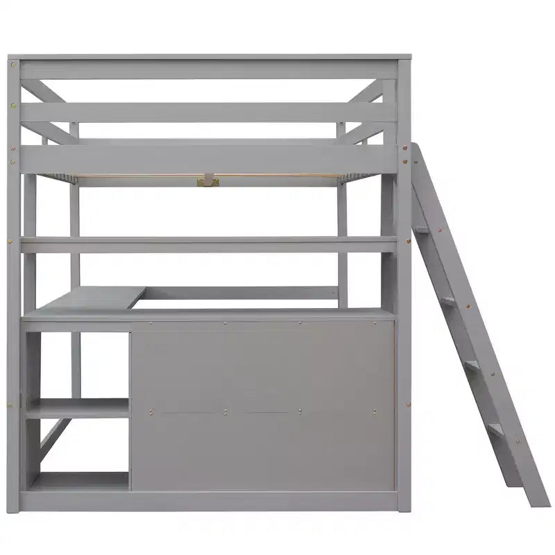 Lit mezzanine pleine grandeur avec bureau, étagère et deux tiroirs intégrés - ModernLuxe