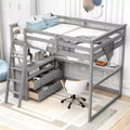 Full Size Loft Bed with Desk, Shelf and Two Built-in Drawers - ModernLuxe