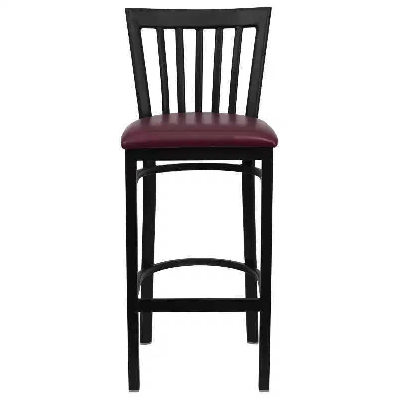 Tabouret de bar Emma et Oliver de style restaurant, dossier en métal, pack de 2