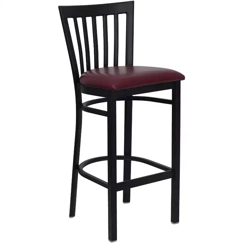 Tabouret de bar Emma et Oliver de style restaurant, dossier en métal, pack de 2